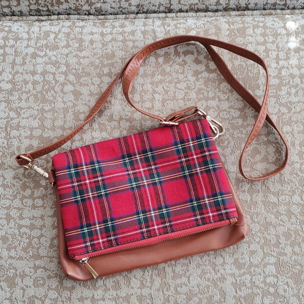 Christmas Tartan Plaid Small Crossbody